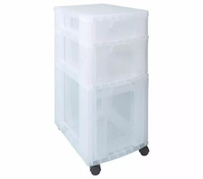 Really Useful 3 Drawer Plastic Mixed Storage Tower Clear For Home Organizer