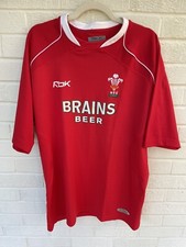 Wales Rugby Union Reebok Shirt Large Red 2005 Brains Beer Grand Slam Home WRU
