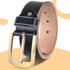 Mens Genuine Leather Black Brown Trouser Jeans Real Belts Full grain Brass UK