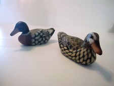 Wooden Duck Small Decoys Ornament Figures Set Of Two 6"