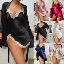 2PCS Womens Satin Silk