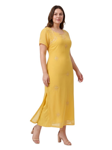 Women yellow chiffon - yellow,