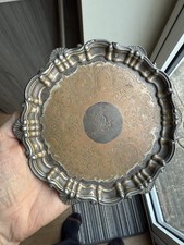 Antique Silver Plate Serving Tray Sheffield With Stags Head Over Coronet