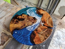 Custom Epoxy Resin Coffee Table Round Epoxy Dining Table, Ocean Design Table