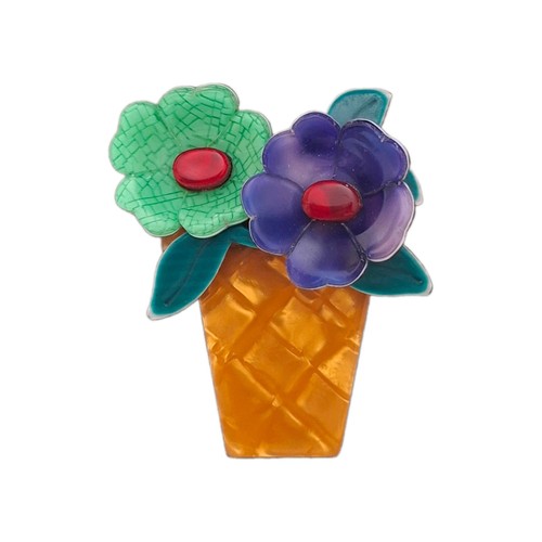 Lea stein genuine brooch - lea, pot