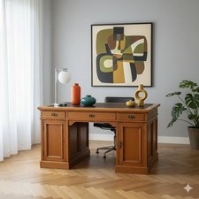 Antique Desk Oak Leather