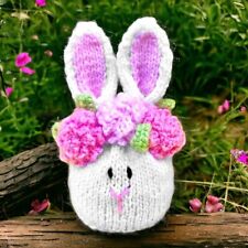 KNITTING PATTERN - Easter Bunny Head orange cover / 15 cms Rabbit  toy