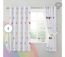 Disney Mickey Mouse Rainbow Thermal Blackout Eyelet Curtains 66"w 54"drop