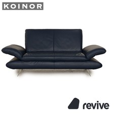 Koinor Rossini Leather Two Seater Blue Manual Function Sofa Couch