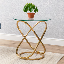 Gold End Table with Glass Top