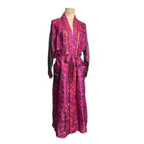 Silky fuchsia floral long