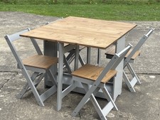 Drop Leaf Dining Table and 4 Chairs Charcoal Grey