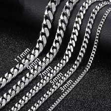 Men's Silver Stainless Steel Necklace Link Curb Box Chain Fashion Chunky Gift