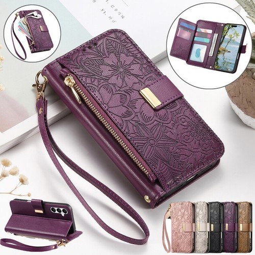 Leather zip wallet flip case - leather,