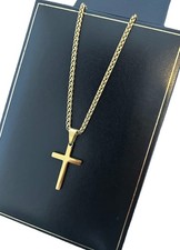 9ct Cross Crucifix Necklace 60cm Palma Wheat Fishtail Foxtail Chain Gold Filled
