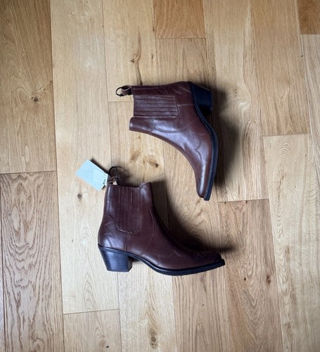 Zara brown leather embroidered - brown,