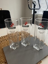 3x Heineken Pint Beer Glass