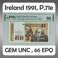 Ireland | 1991 | 5 Pounds | P.71e | AFG 476984 | 66 EPQ | GEM UNC