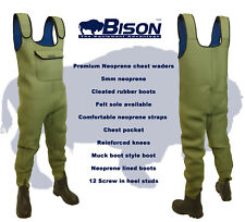 BISON OLIVE GREEN 5MM NEOPRENE CHEST WADERS 