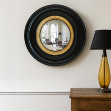 Mirror Round Wall Antique Vintage Black Gold Frame Convex Retro Mirror 40 x 40cm