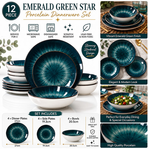 12pc emerald green star - 12pc,