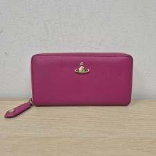 Vivienne Westwood Wallet Gold Orb Zipper Long Wallet Purple Leather Card Purse