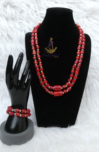 New red coral style beaded - coral-style,