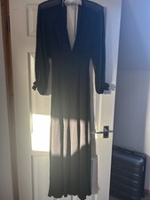 Ossie Clark Black Vintage Dress Chiffon Sleeves Size 10. Moss Crepe
