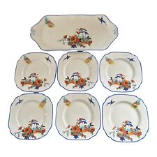 Empire Ware Ivory Glaze Sandwich Cake Tray And 6 Side Plates Vintage