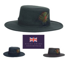 Wax Hat Waterproof Mens Womens Australian Waxed Cotton Fedora Feather EX STORE 
