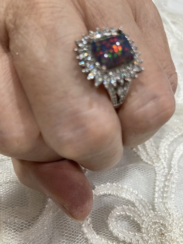 Black opal ring 925 - black,