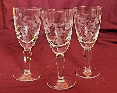Set vintage etched grape - vintage,