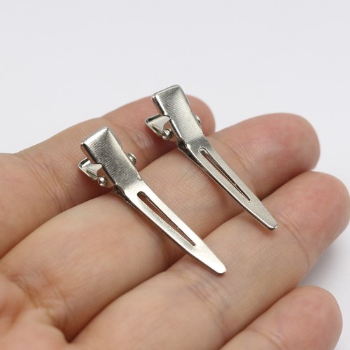 50pcs silver alligator hair - silver,