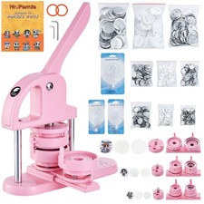 Uimoso Button Maker Machine Pin Badge Maker 1/1.25/2.28 inch 3-in-1 Pink for DIY