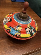Chad Valley Vtg Fairground Childs Spinning Top Toy Tin Plate Metal Vintage 1950s