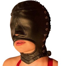 Leather Bondage Hood Lace-Up