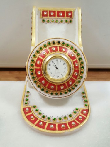 Indian marble mantle clock - marble,