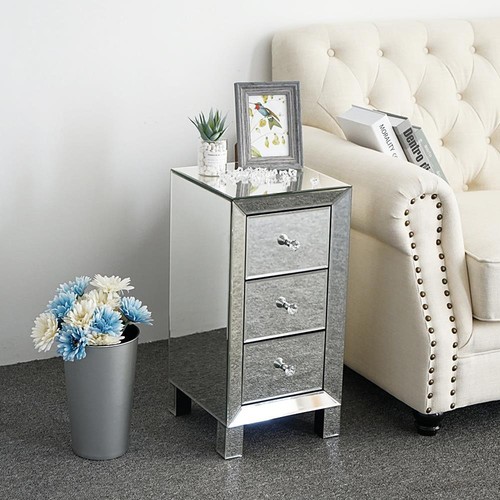 Mirrored drawer nightstand - mirrored, 3-drawer