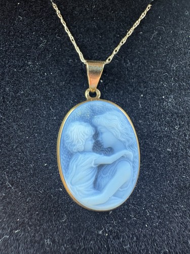 14k yellow gold blue agate - 14k,