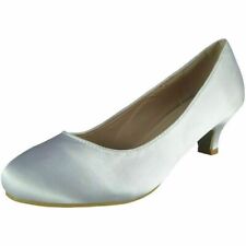 WOMENS BRIDAL SHOES LADIES WEDDING BRIDESMAID STILETTO LOW KITTEN MID SATIN HEEL