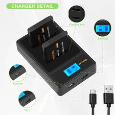 2Pcs EN-EL19 Battery+Dual