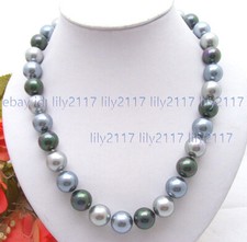 Pretty 8/10/12mm Multi-Color South Sea Shell Pearl Round Beads Necklace 18''