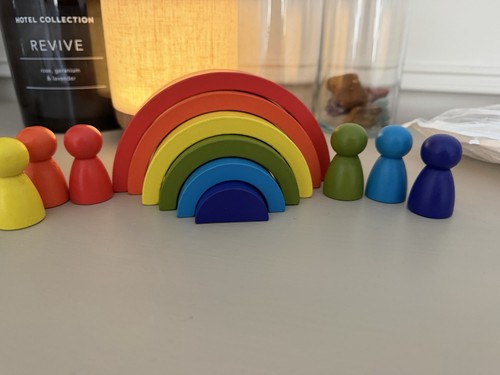 Wooden rainbow stacker toy - rainbow,