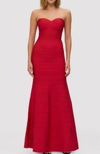 Herve Leger (NWT $1,790) THE SARA MERMAID GOWN Red Dress Sz Small