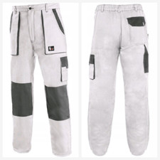 100% Cotton WHITE Trousers Work Painters Builders Decorators Tradesman Pants 