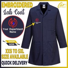 Personalised Custom Embroidered Lab coat Department Name Heart Doctor Nurse