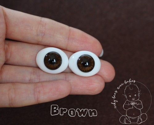 Solid glass eyes oval flat