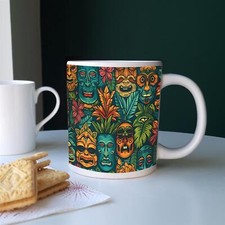 Tiki Masks Jumbo Mug - Extra Large Ceramic Polynesian Tea/Coffee Cup Gift
