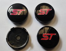 4 Pcs ST Ford Focus Fiesta Kuga Wheel Centre Cap Brand New 60mm Black / Red