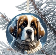 St Bernard Dog Hanging Bauble Gift Present Decoration Christmas 